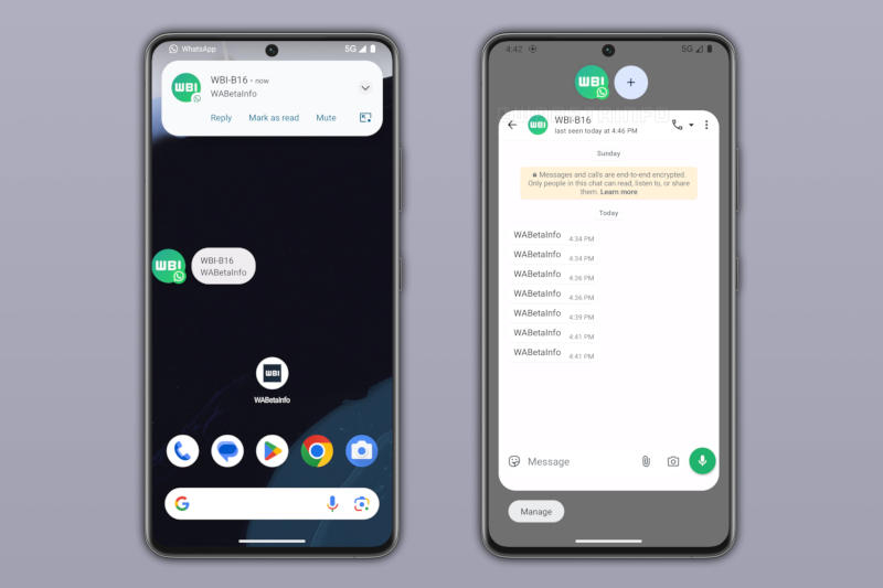 WhatsApp auf Android wird „Bubbles“ unterstützen – ein seltenes Format für Systembenachrichtigungen
