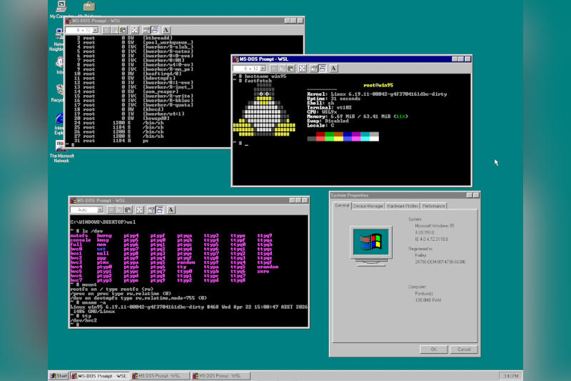 „Unglaublicher Trick“: Ein Mädchen startet ein modernes Linux auf Windows 95