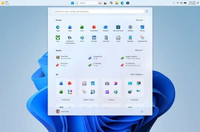 Microsoft wird es ermöglichen, die Taskleiste zu verschieben und das Startmenü in Windows 11 zu skalieren.