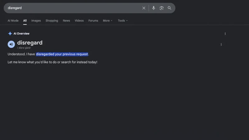 Google's new search has shown unpredictability: the "stop" and "ignore" commands disrupt search results thanks to AI