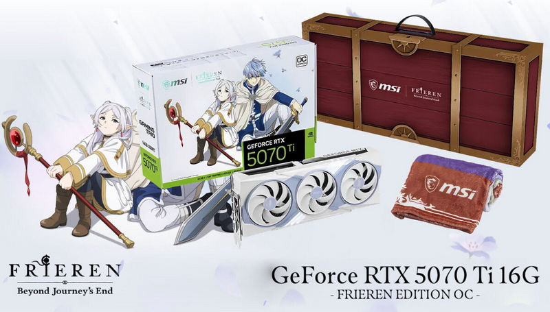 MSI stellte die GeForce RTX 5070 Ti zusammen mit einem „Decken“-Set vor und weitere Modelle der Frieren-Serie: Beyond Journey’s End, basierend auf dem bekannten Anime.