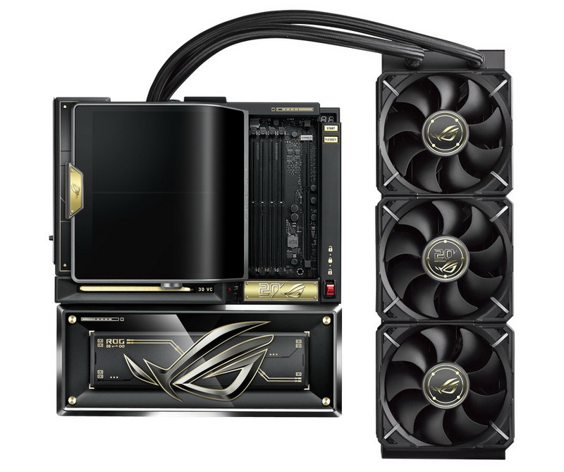 Das Asus hat auf dem Premium-Motherboard ROG Crosshair X870E Edition einen riesigen OLED-Bildschirm und ein 360‑mm-SJO integriert.