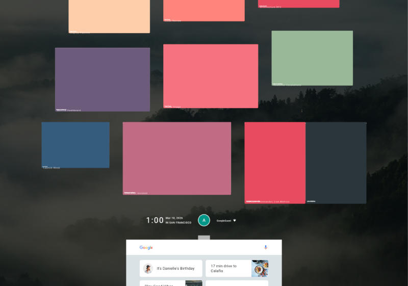 Im Browser ist die Benutzeroberfläche der ehemaligen vielversprechenden Betriebssystem von Google Fuchsia eingebettet.