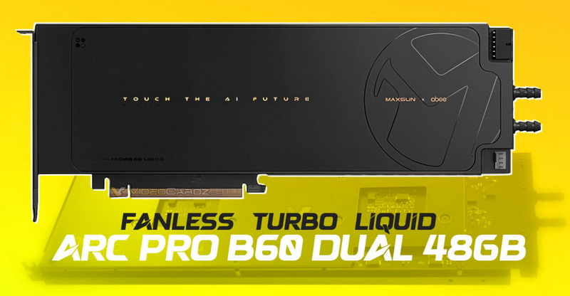 MaxSun stellte zwei zweiköpfige Grafikkarten Arc Pro B60 Dual ohne Lüfter vor