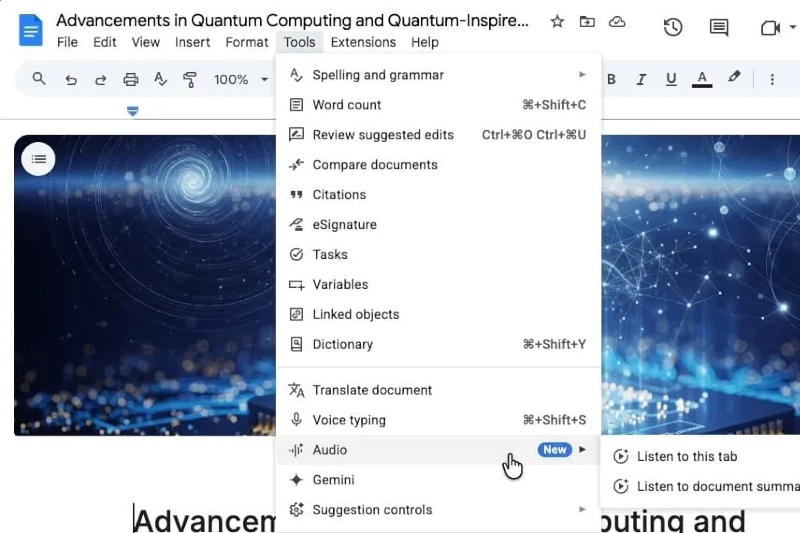Google Docs können jetzt Dokumente schnell zusammenfassen